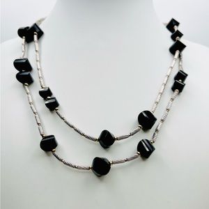 David Yurman Cable Station Necklace With Black Onyx And Gold